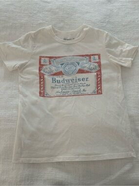 Budweiser Beer Graphic Tee Shirt Women’s Small White Vintage Label Print